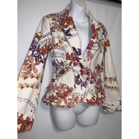 Roberto Cavalli Jackets & Blazers - Roberto Cavalli Just Cavalli Multicolor Floral Print Blazer Jacket Size Small